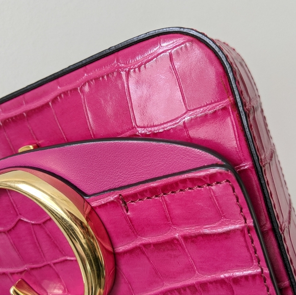 Chloe C Croc Embossed Leather Shoulder Bag - Picture 16 of 16